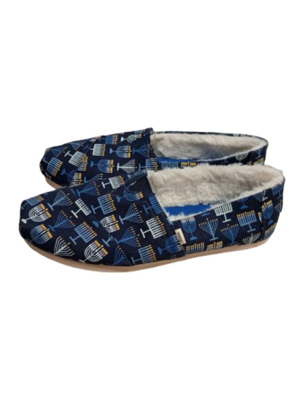 TOMS Women's Alpargata Faux Fur Lined Menorah Hanukkah Shoes Size 8.5